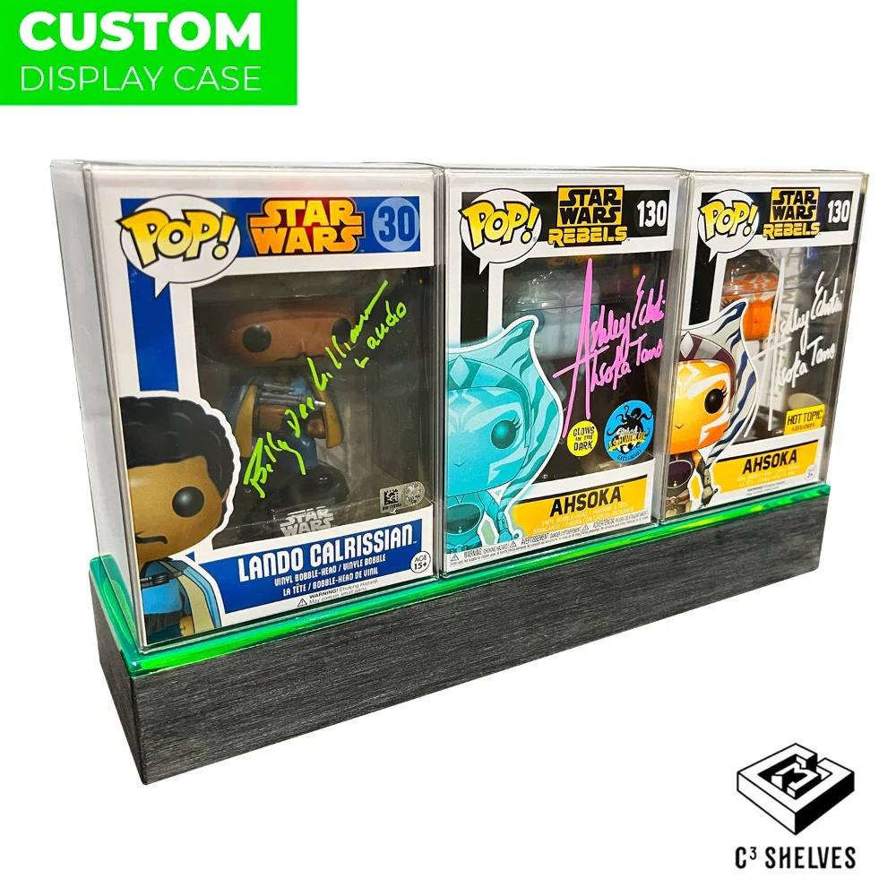 Custom Acrylic Wall Mount Display for Designer Toys (Single LONG Brushed Base with Colored Top) 2h x 15.25w x 4.5d - Image 10