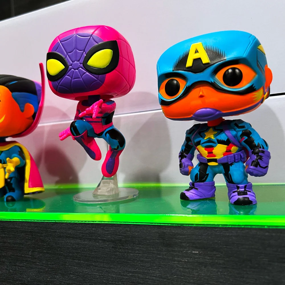 Custom Acrylic Wall Mount Display for Designer Toys (Single LONG Brushed Base with Colored Top) 2h x 15.25w x 4.5d - Image 7