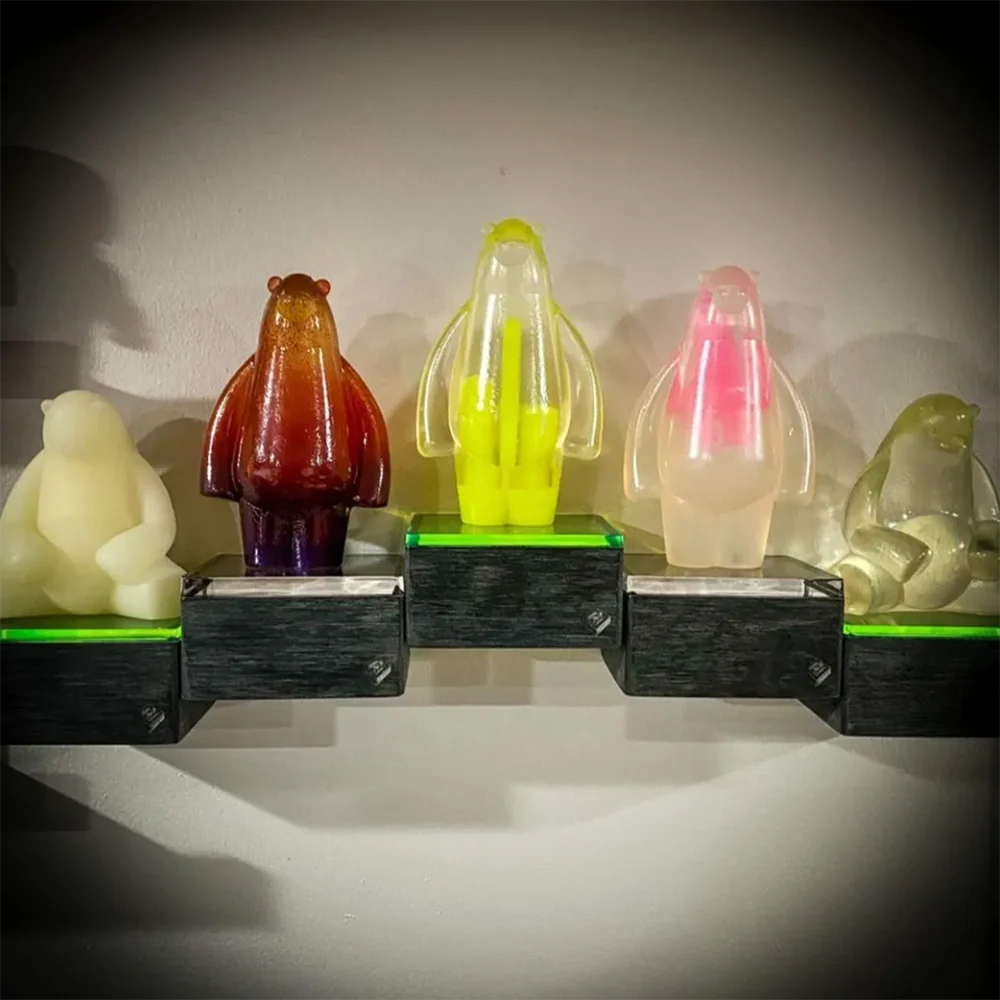 Custom Acrylic Wall Mount Display for Designer Toys (Single SMALL Brushed Base with Colored Top) 3.75w x 3.25d - Image 7