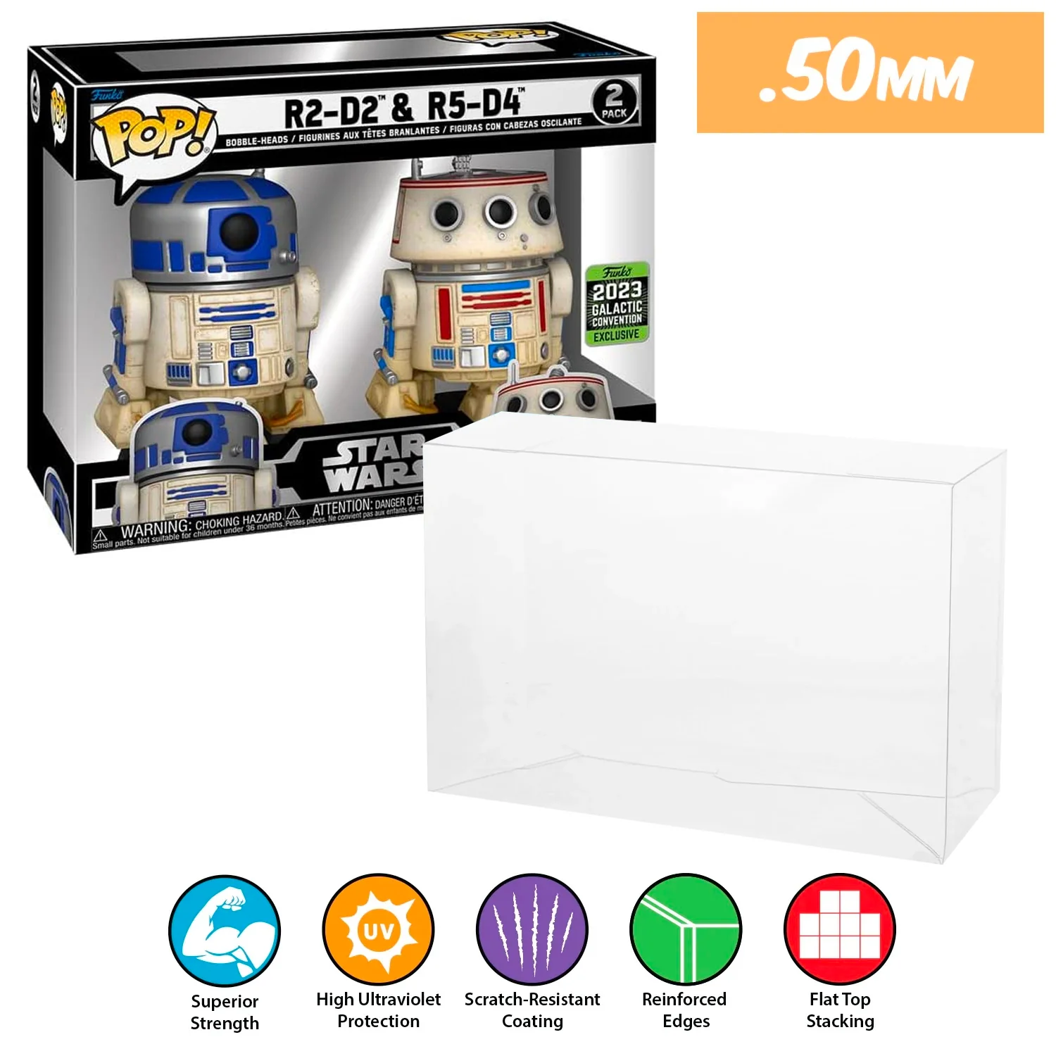 **REPLACED WITH 0.60MM** 2 PACK Pop Protectors for Funko (0.50mm thick, UV & Scratch Resistant) 6.25h x 8w x 3.5d (Tags: A-M) - Image 11