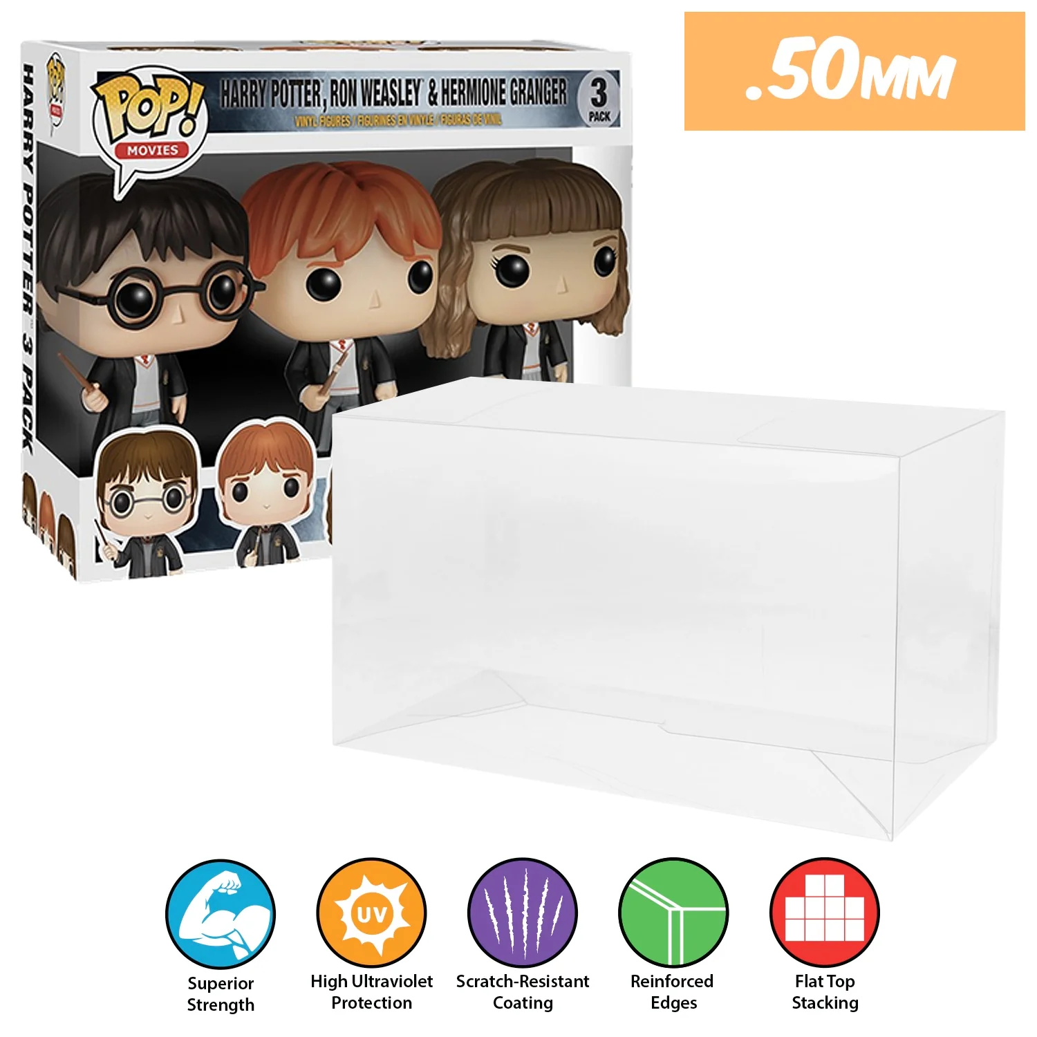 3 PACK LARGE OG Pop Protectors for Funko (0.50mm thick, UV & Scratch Resistant) 6.25h x 9w x 4.25d - Image 12
