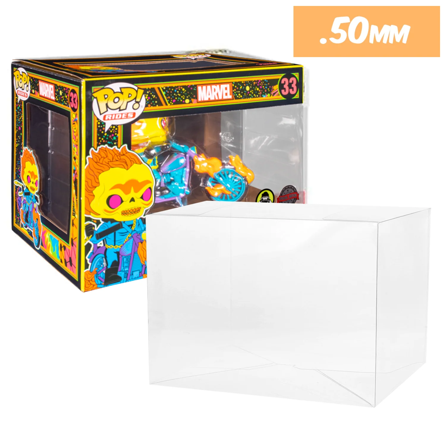 **REPLACED WITH 0.60MM** POP RIDES (LARGE) Pop Protectors for Funko (0.50mm thick, UV & Scratch Resistant) 7.25h x 9.25w x 7d - Image 6